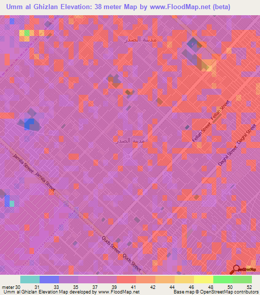 Umm al Ghizlan,Iraq Elevation Map