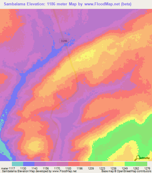 Sambalama,Zambia Elevation Map