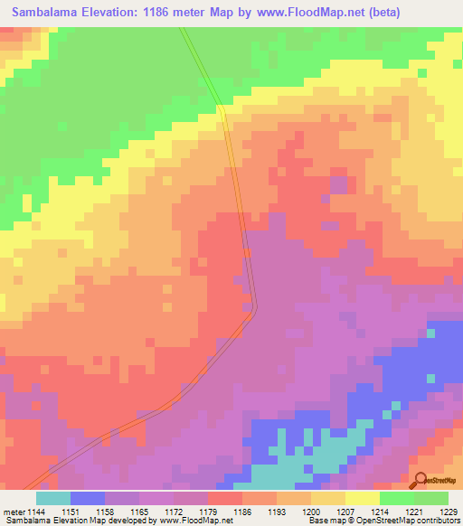 Sambalama,Zambia Elevation Map