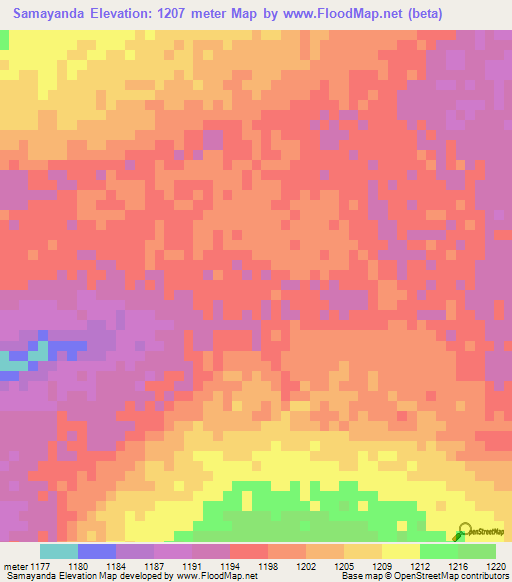 Samayanda,Zambia Elevation Map