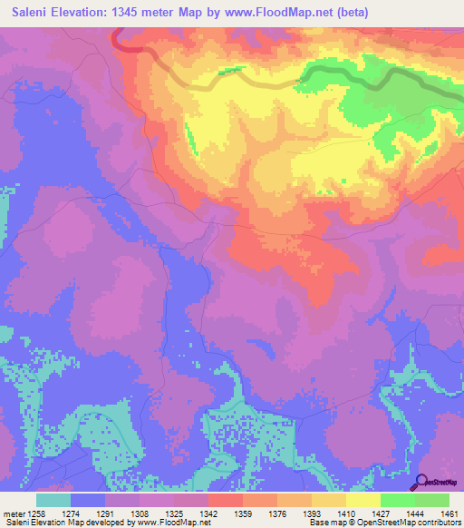 Saleni,Zambia Elevation Map