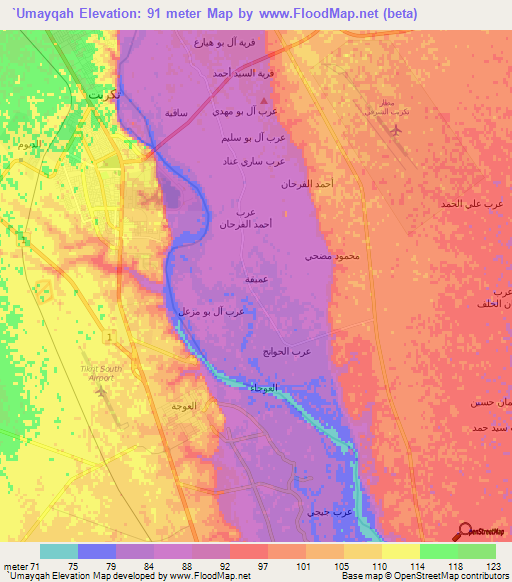 `Umayqah,Iraq Elevation Map