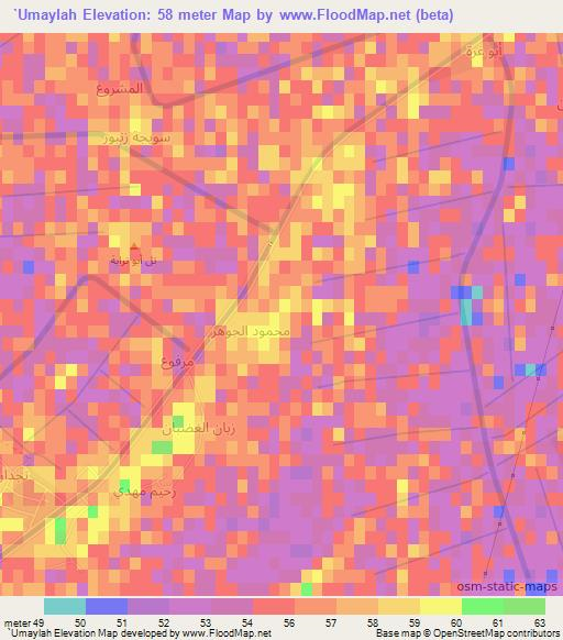 `Umaylah,Iraq Elevation Map