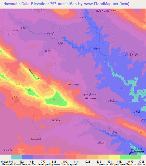 Hawmahr Qala,Iraq Elevation Map