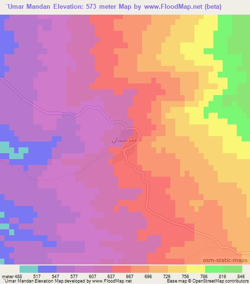 `Umar Mandan,Iraq Elevation Map