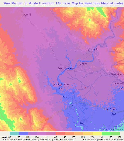 `Amr Mandan al Wusta,Iraq Elevation Map