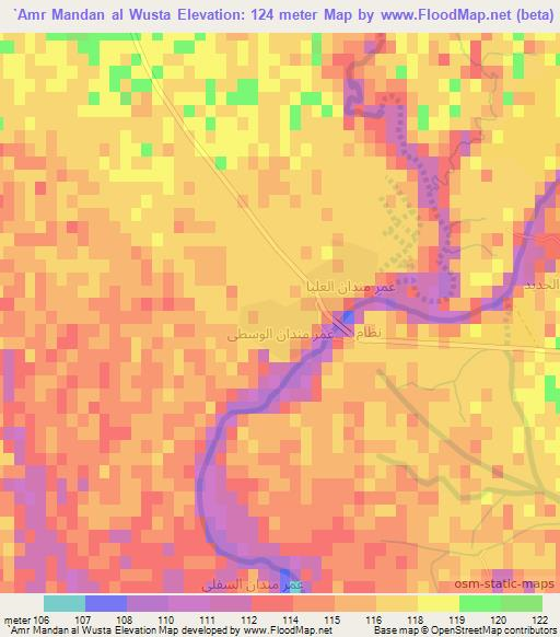 `Amr Mandan al Wusta,Iraq Elevation Map