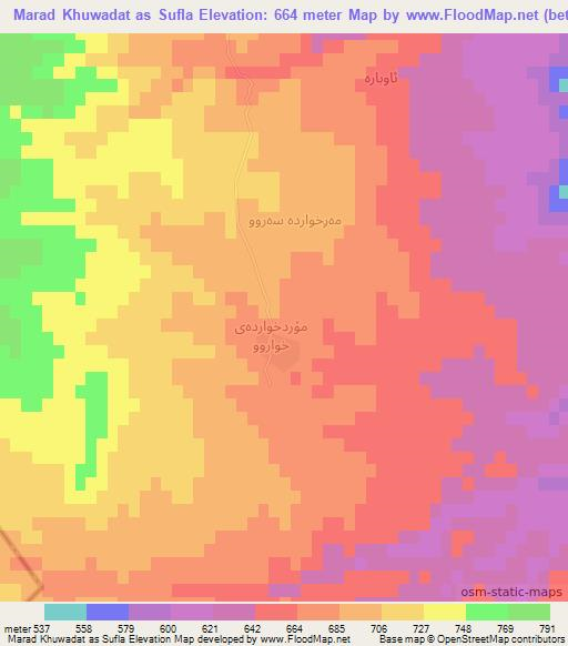 Marad Khuwadat as Sufla,Iraq Elevation Map