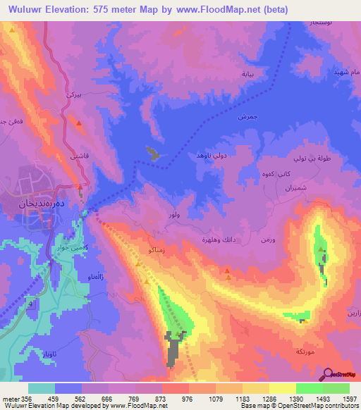 Wuluwr,Iraq Elevation Map