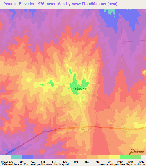 Petauke,Zambia Elevation Map