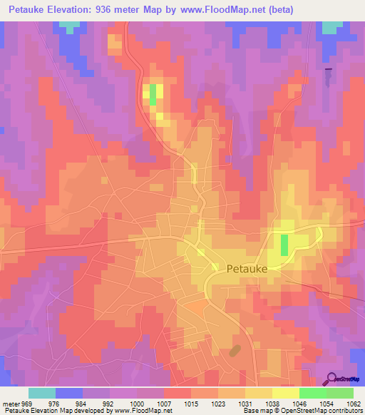 Petauke,Zambia Elevation Map