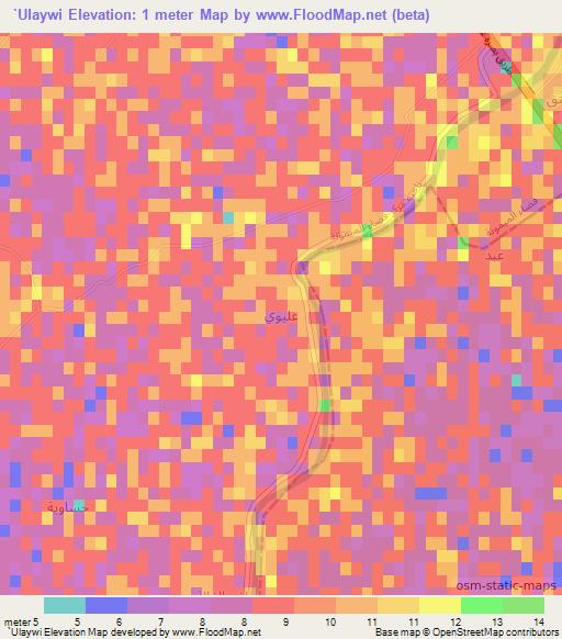 `Ulaywi,Iraq Elevation Map