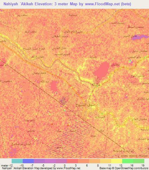 Nahiyah `Akikah,Iraq Elevation Map