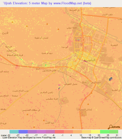 `Ujrah,Iraq Elevation Map