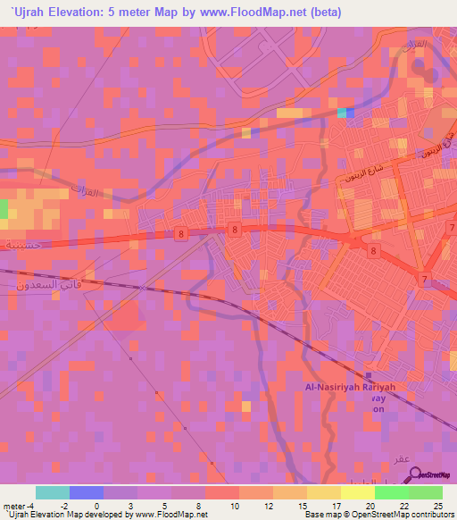 `Ujrah,Iraq Elevation Map