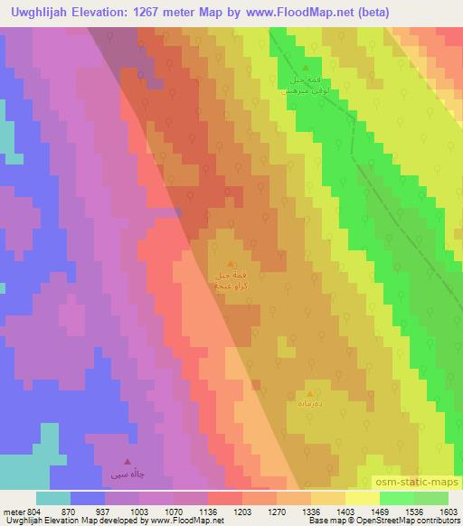 Uwghlijah,Iraq Elevation Map