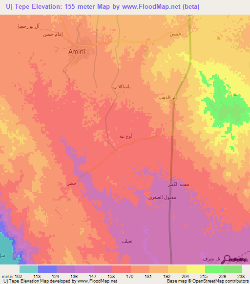 Uj Tepe,Iraq Elevation Map