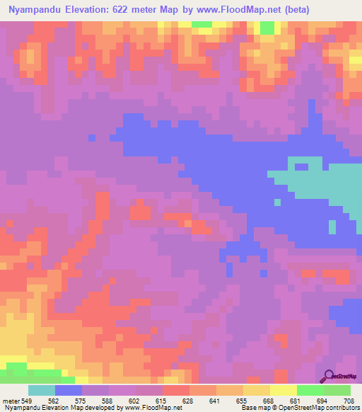 Nyampandu,Zambia Elevation Map