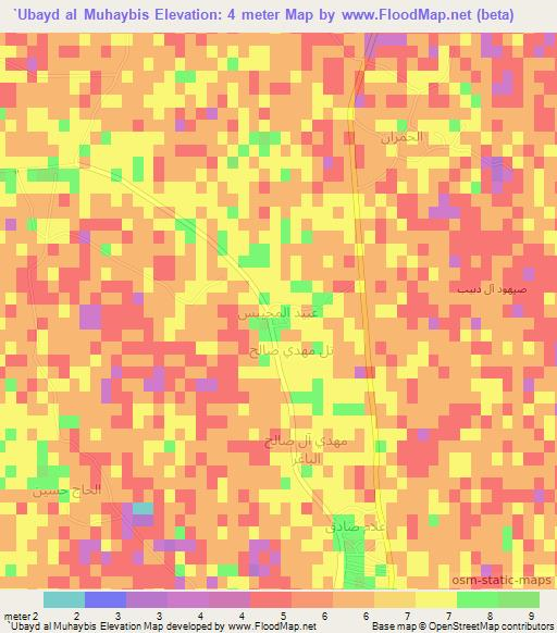 `Ubayd al Muhaybis,Iraq Elevation Map