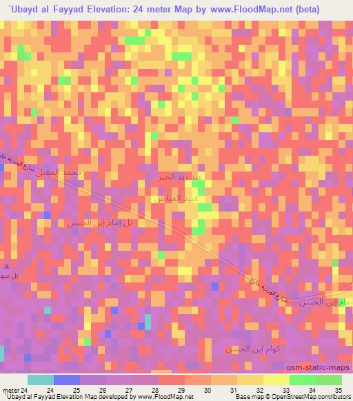 `Ubayd al Fayyad,Iraq Elevation Map