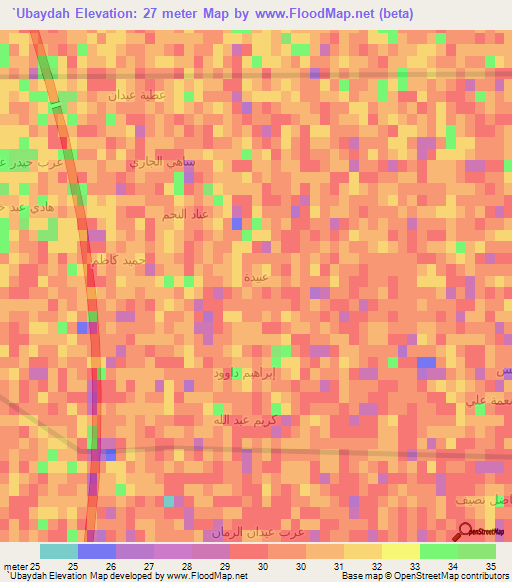 `Ubaydah,Iraq Elevation Map