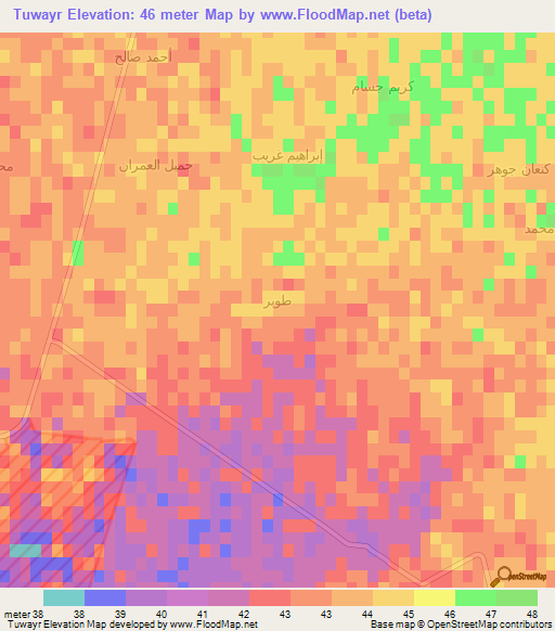 Tuwayr,Iraq Elevation Map