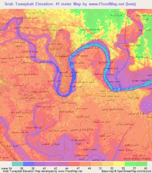 `Arab Tuwaybah,Iraq Elevation Map