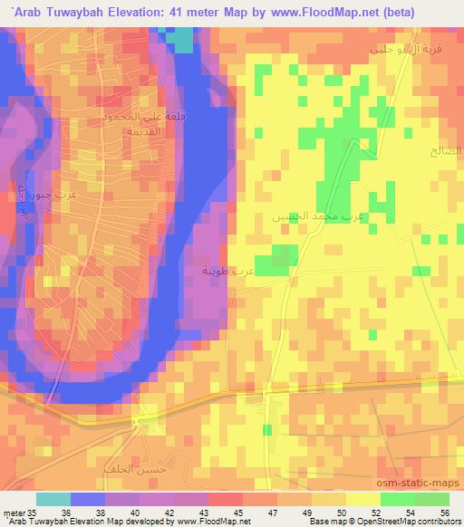 `Arab Tuwaybah,Iraq Elevation Map