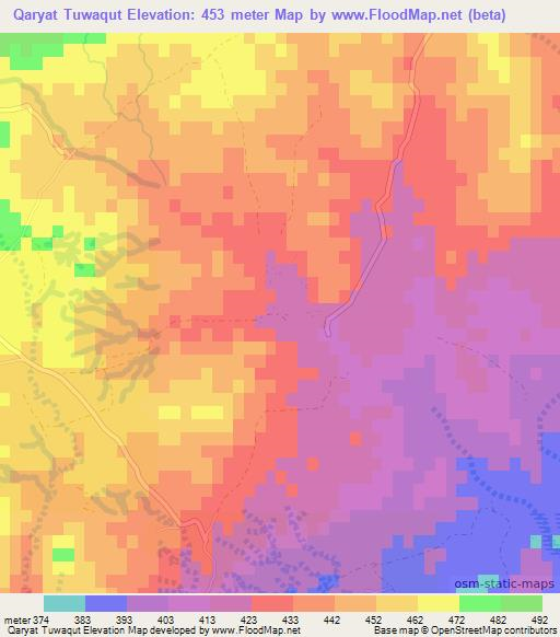 Qaryat Tuwaqut,Iraq Elevation Map