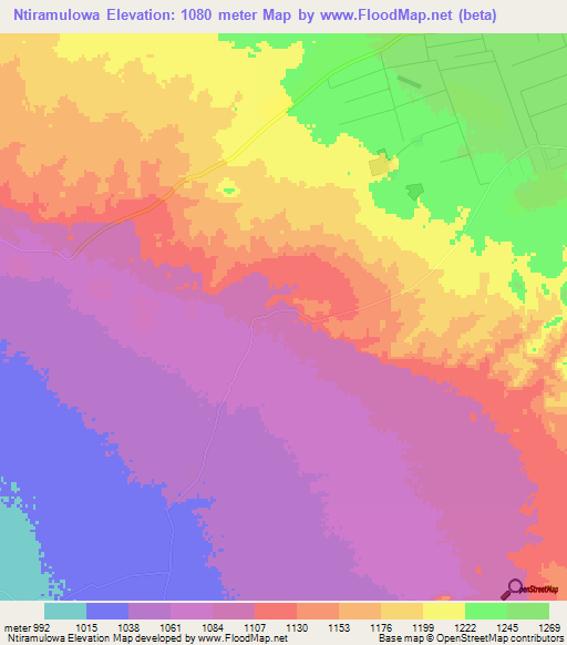 Ntiramulowa,Zambia Elevation Map