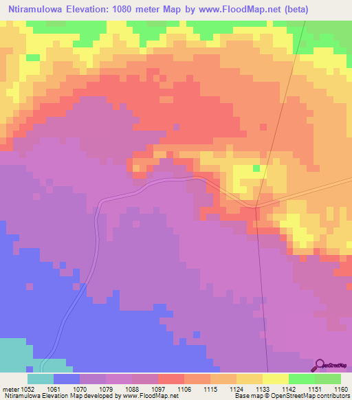 Ntiramulowa,Zambia Elevation Map