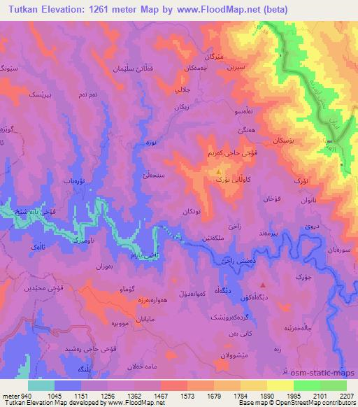 Tutkan,Iraq Elevation Map