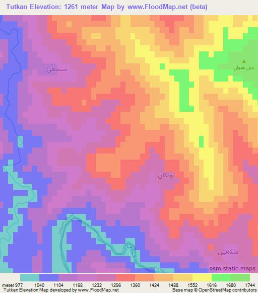 Tutkan,Iraq Elevation Map