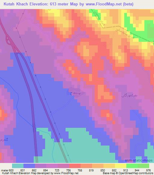 Kutah Khach,Iraq Elevation Map