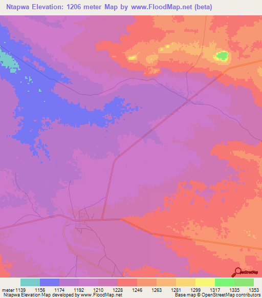 Ntapwa,Zambia Elevation Map