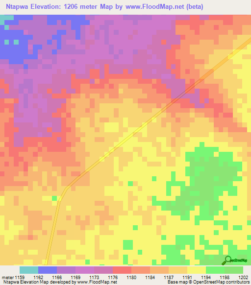 Ntapwa,Zambia Elevation Map