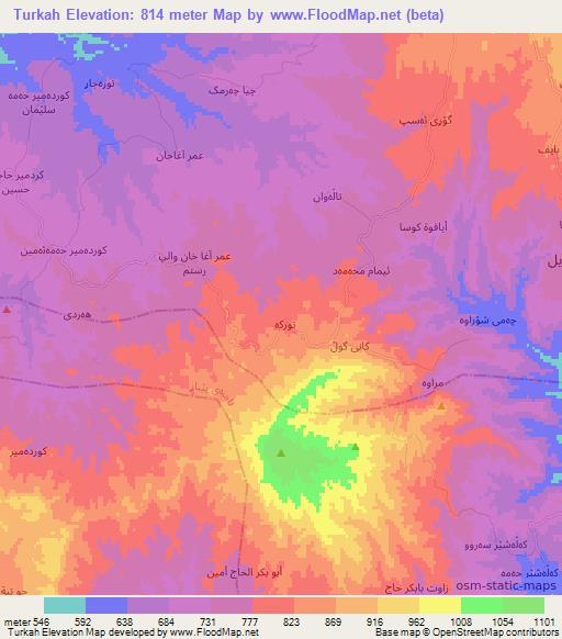 Turkah,Iraq Elevation Map