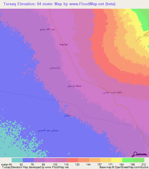 Tursaq,Iraq Elevation Map