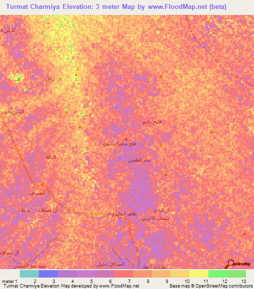 Turmat Charmiya,Iraq Elevation Map