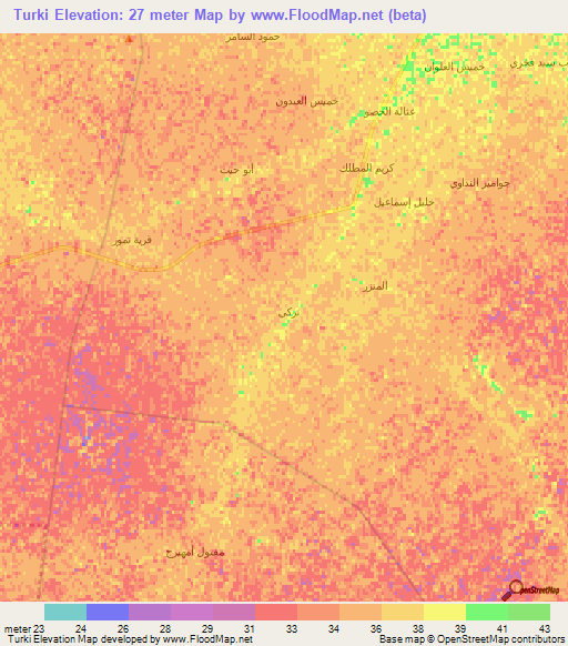 Turki,Iraq Elevation Map