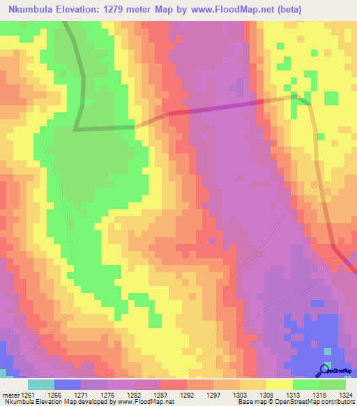 Nkumbula,Zambia Elevation Map