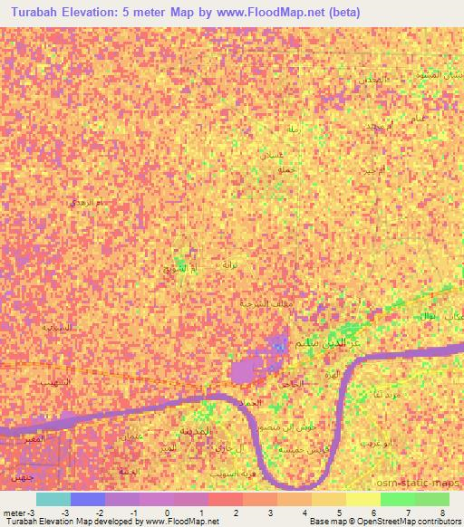 Turabah,Iraq Elevation Map