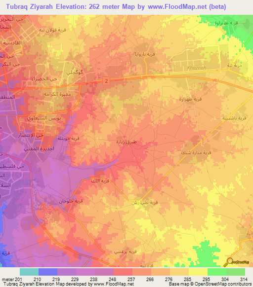 Tubraq Ziyarah,Iraq Elevation Map