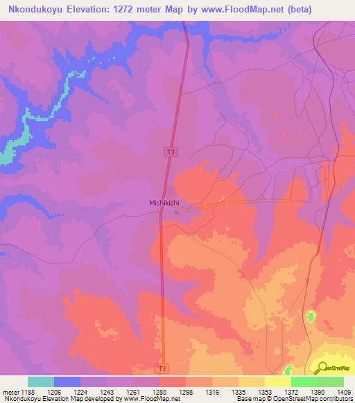 Nkondukoyu,Zambia Elevation Map