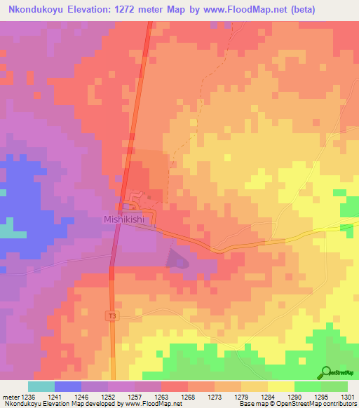 Nkondukoyu,Zambia Elevation Map