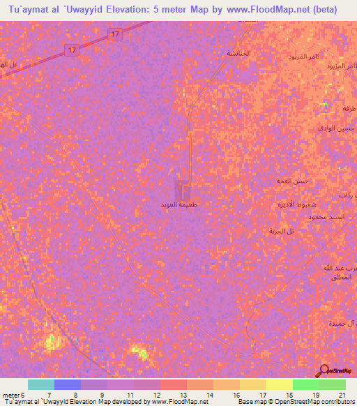 Tu`aymat al `Uwayyid,Iraq Elevation Map