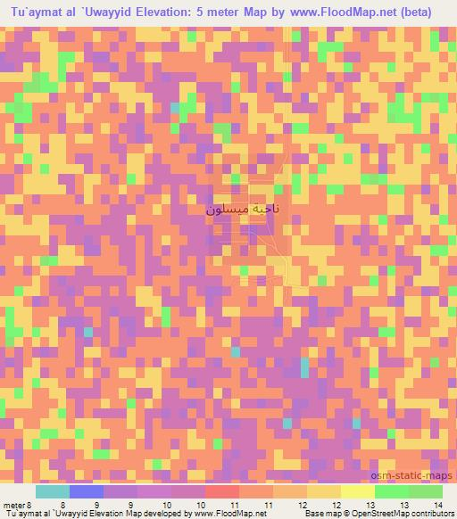 Tu`aymat al `Uwayyid,Iraq Elevation Map