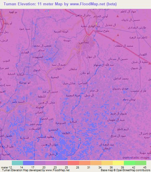 Tuman,Iraq Elevation Map