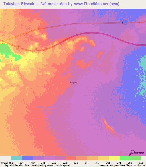 Tulayhah,Iraq Elevation Map