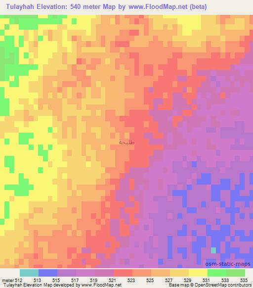 Tulayhah,Iraq Elevation Map